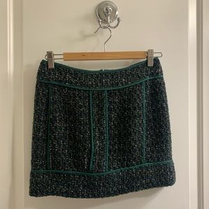 J. Crew Green Wool Blend Mod Boucle Mini Skirt | Size 0 | Length 14 1/4”
